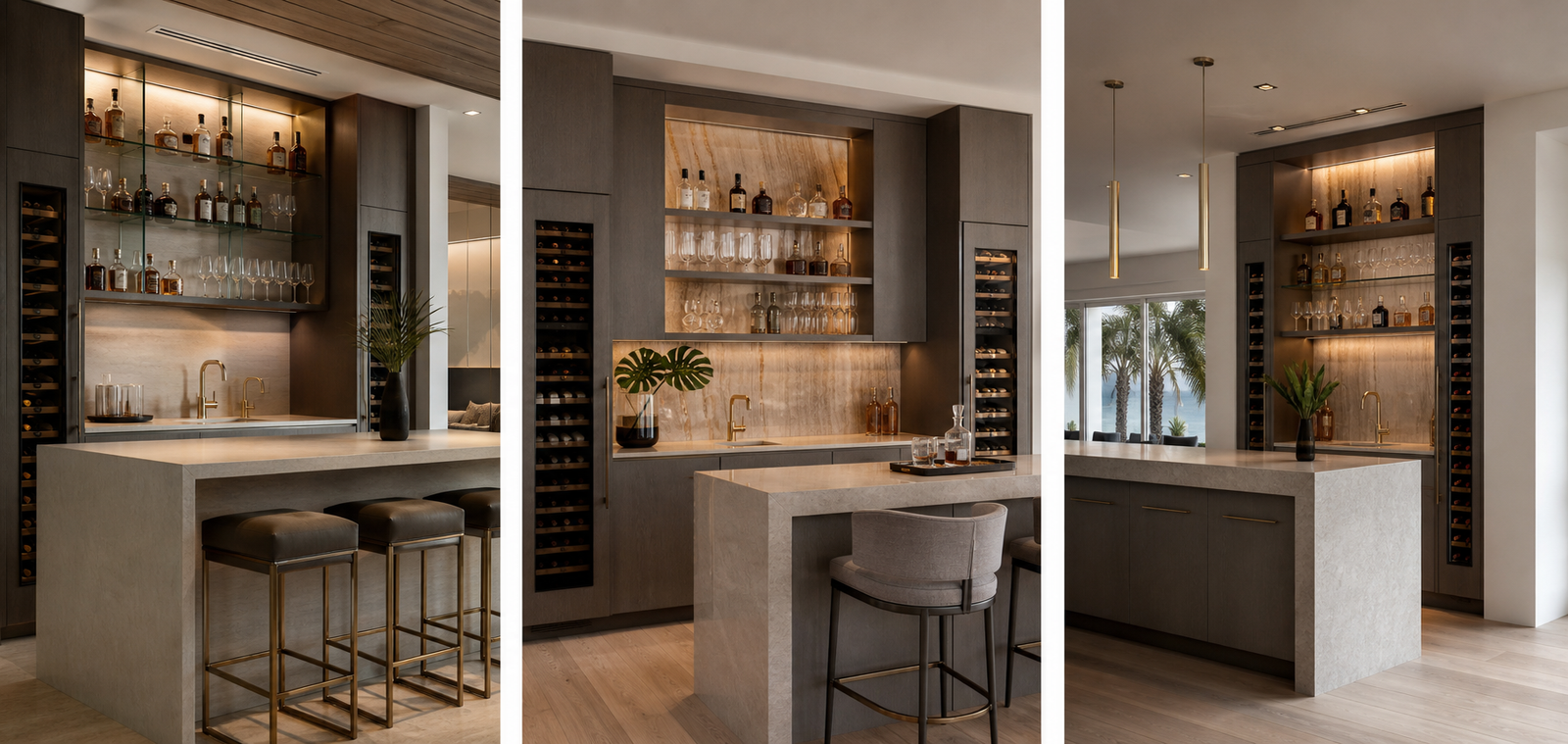 Modern home bar design inspiration with a contemporary cabinet and counter layout