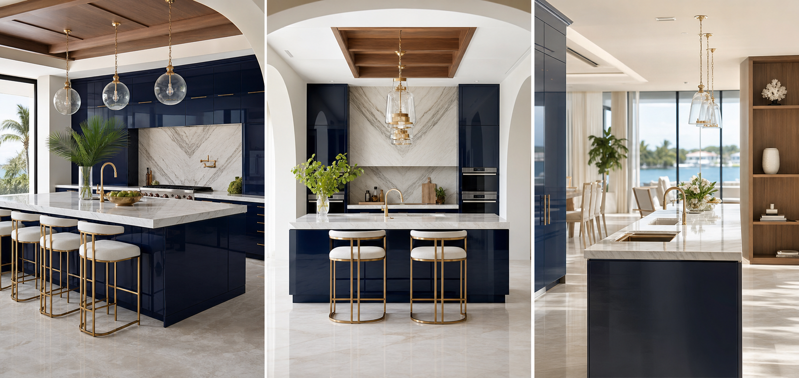 High Gloss Navy kitchen inspiration rendering