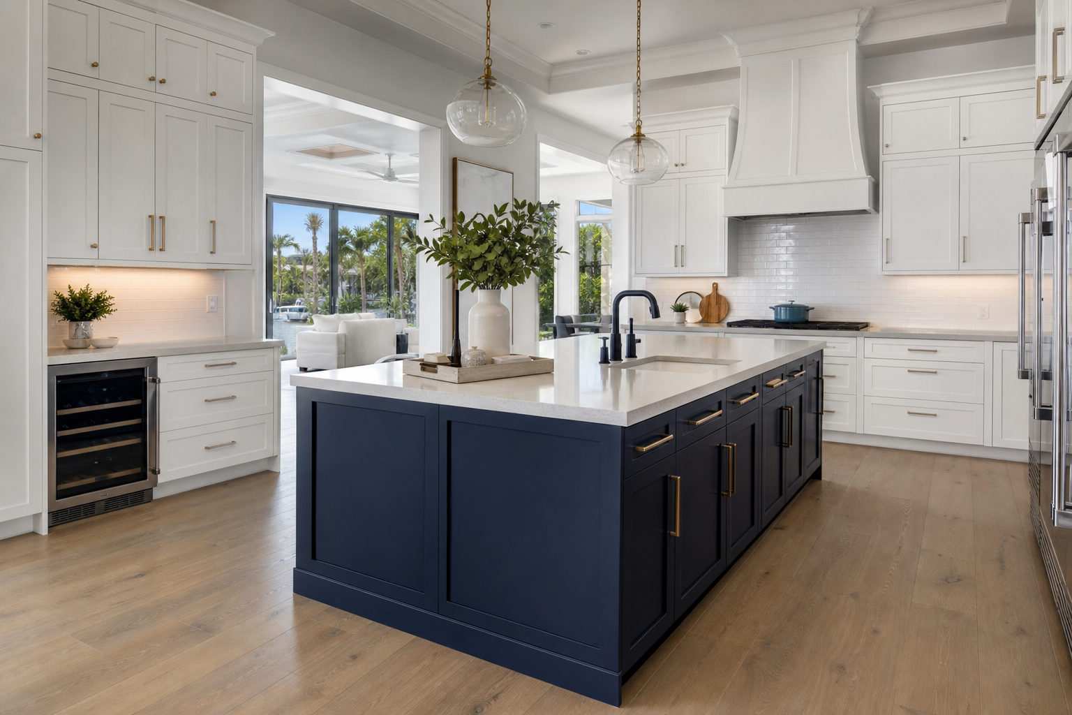 Two-Tone White & Navy Shaker custom kitchen by Papa's Creations